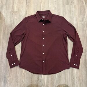 UNTUCKit Mens Large Sullivan Stretch Button Maroon Shirt